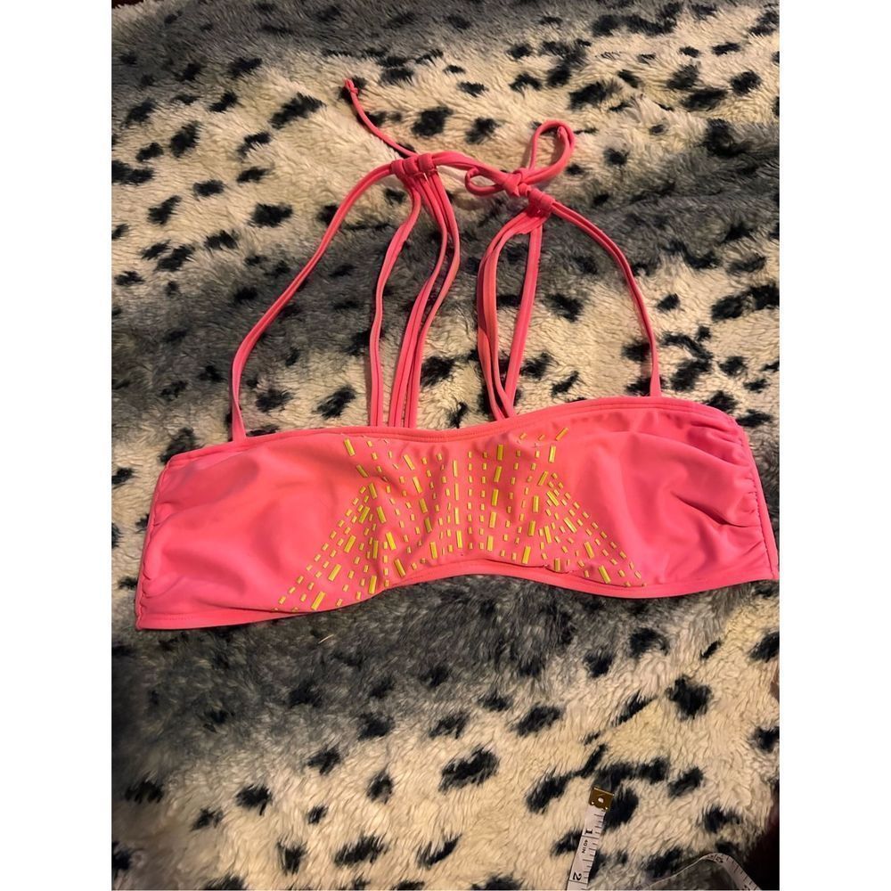 Target - Pink and Yellow Bikini Top - Criss Cross Back - Size Large